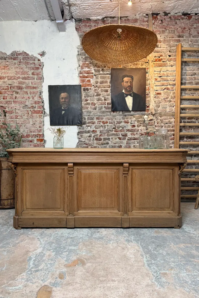 Ancien comptoir de boutique en chêne – fin XIXᵉ