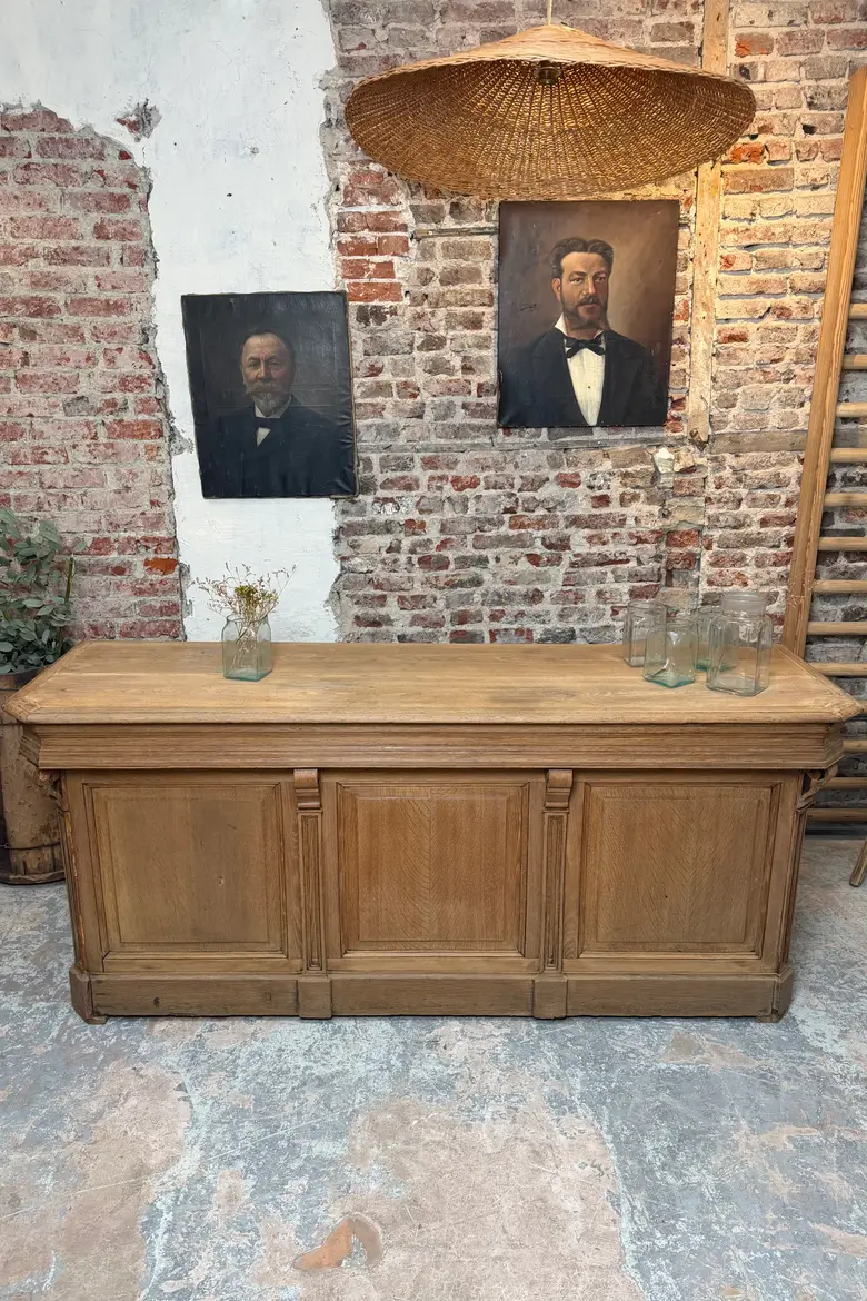 Ancien comptoir de boutique en chêne – fin XIXᵉ
