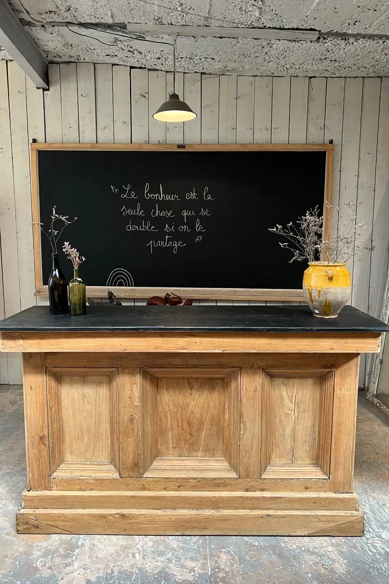 Ancien comptoir de café en orme Début XXème