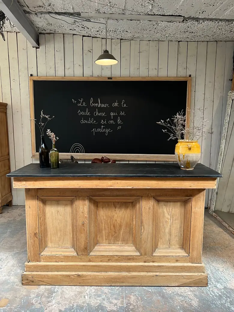 Ancien comptoir de café en orme  Début XXème