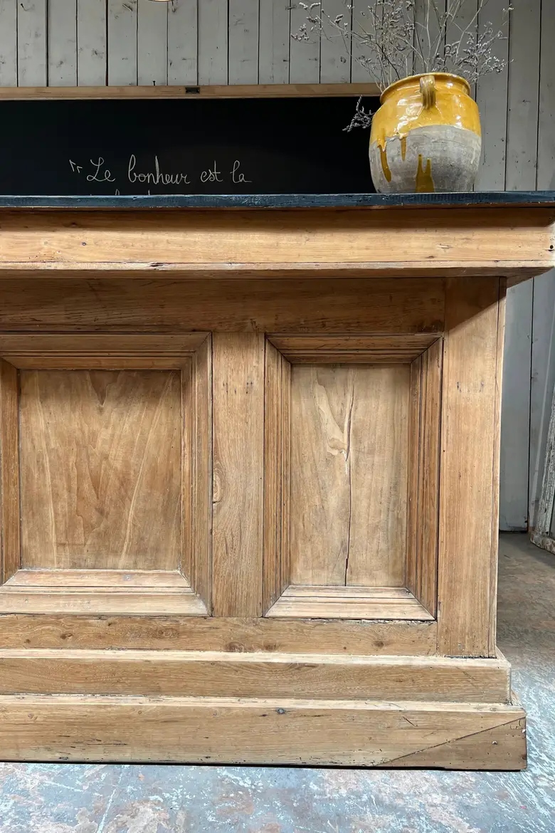Ancien comptoir de café en orme Début XXème
