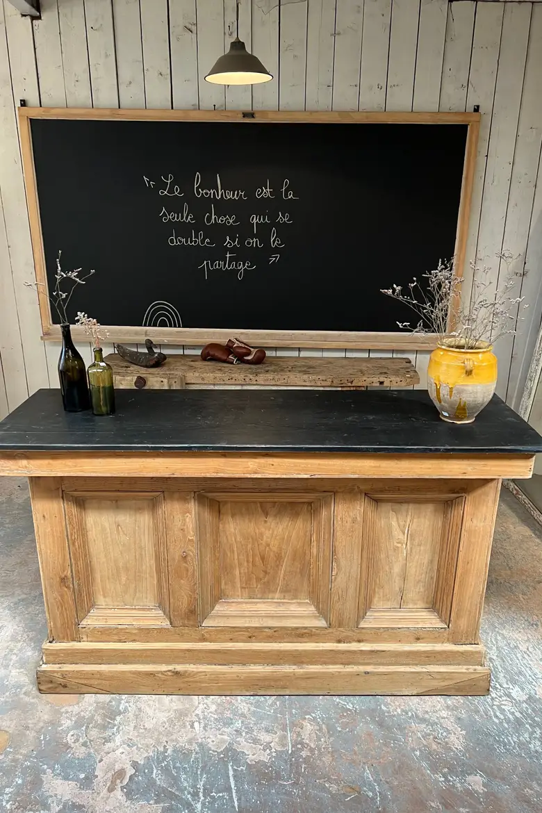 Ancien comptoir de café en orme Début XXème