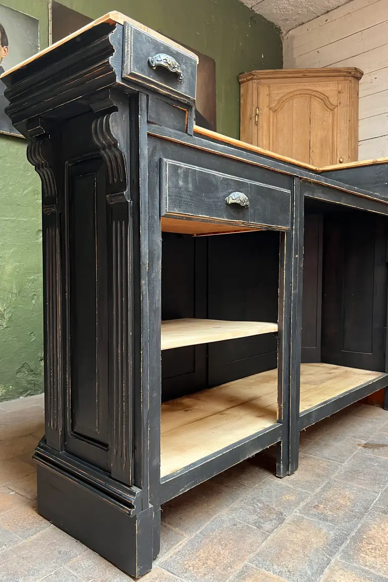 Ancien comptoir de café en sapin
