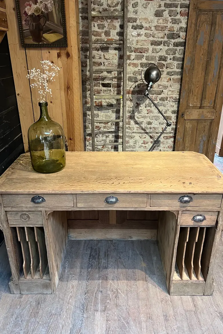Ancien comptoir de caisse en chêne Début XXème