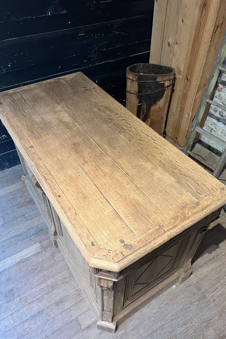 Ancien comptoir de caisse en chêne Début XXème