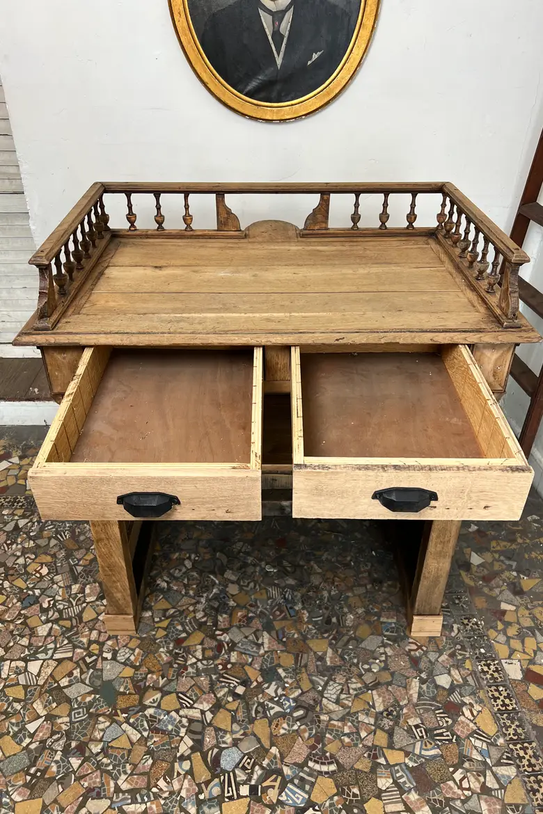 Ancien comptoir de caisse Napoléon III en chêne