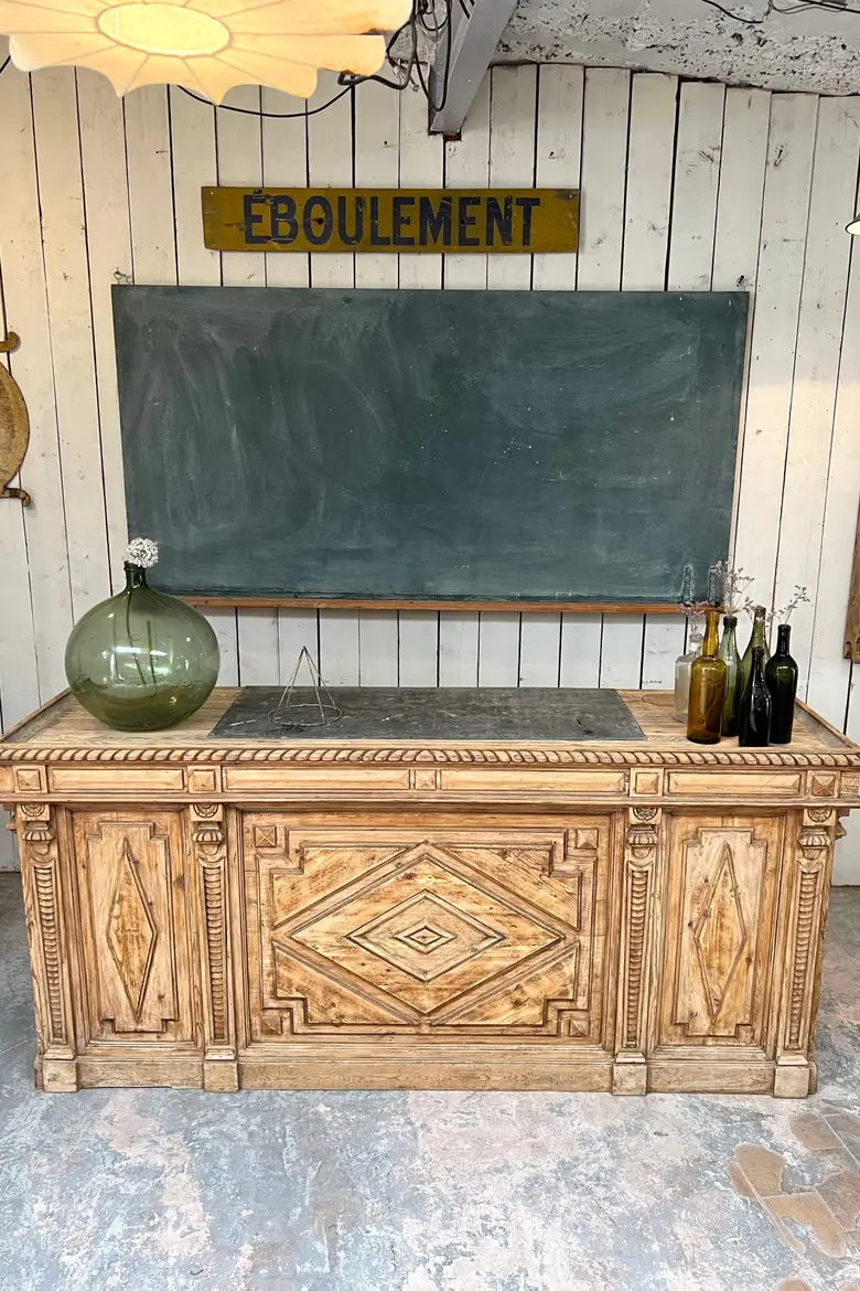 Ancien comptoir de fleuriste en sapin NIII