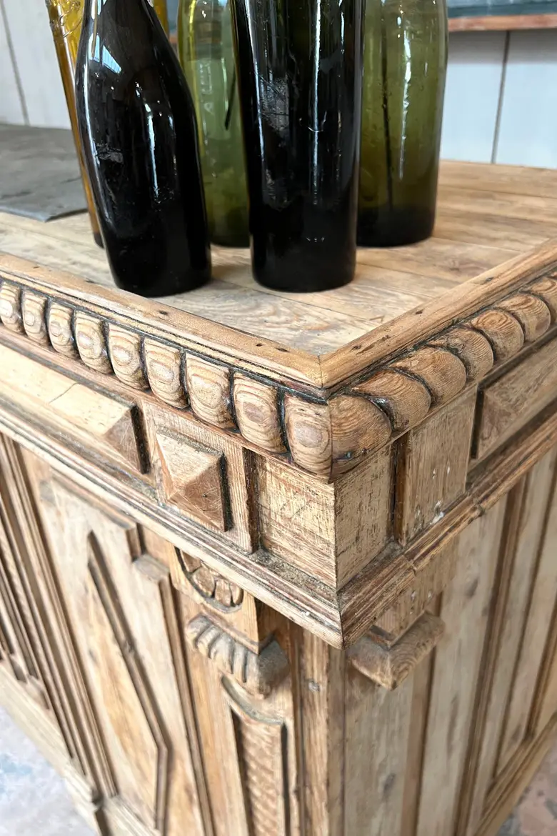 Ancien comptoir de fleuriste en sapin NIII