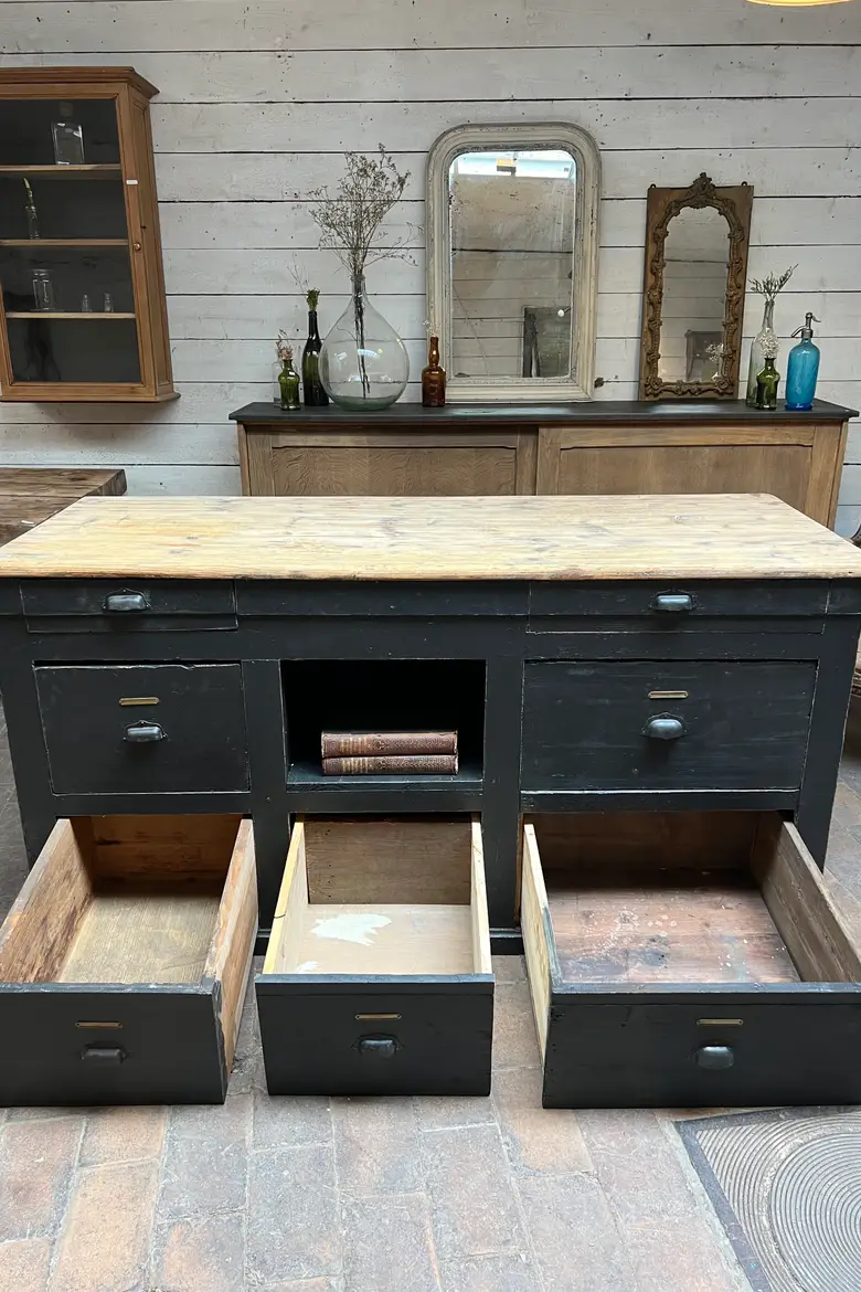 Ancien comptoir de magasin à tiroirs Début XXème