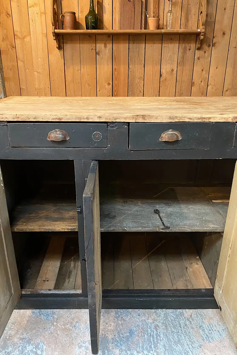Ancien comptoir de magasin  en merisier Début XXème