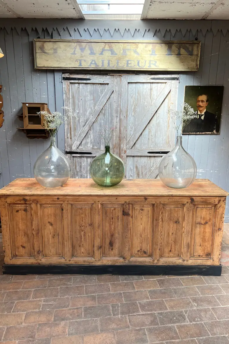 Ancien comptoir de magasin en sapin Début XXème