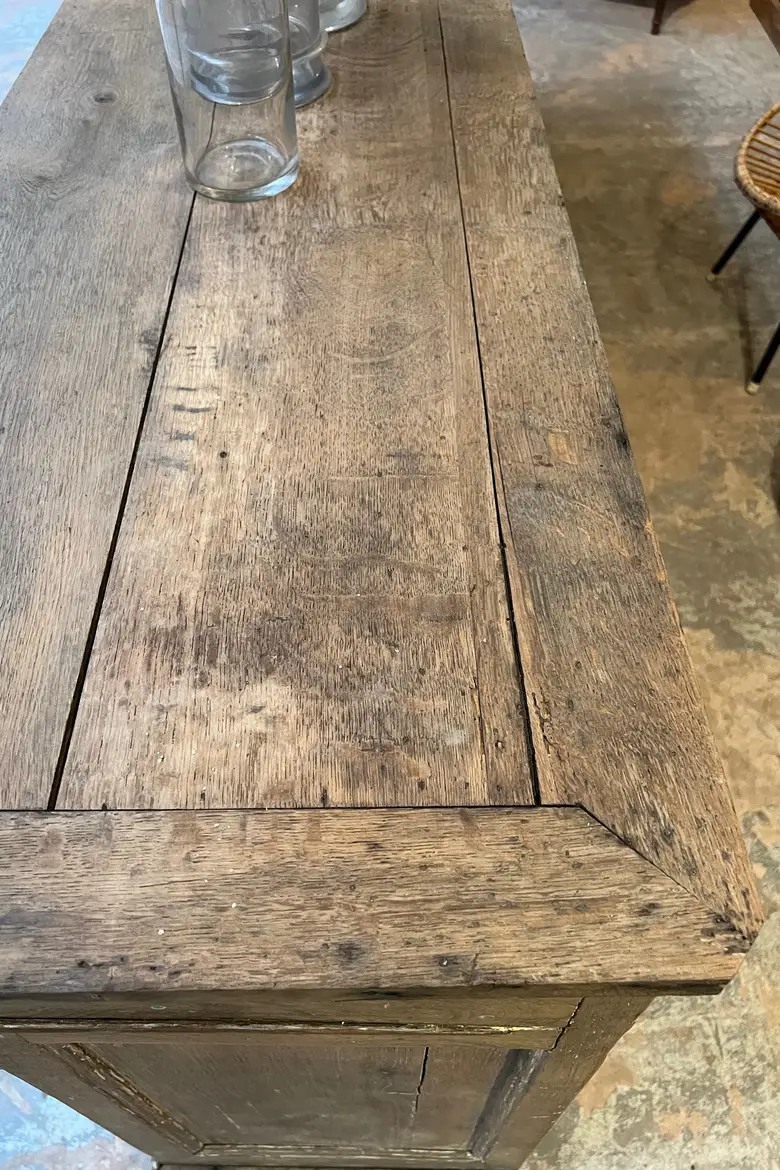 Ancien comptoir de mercerie en chêne Début XXème