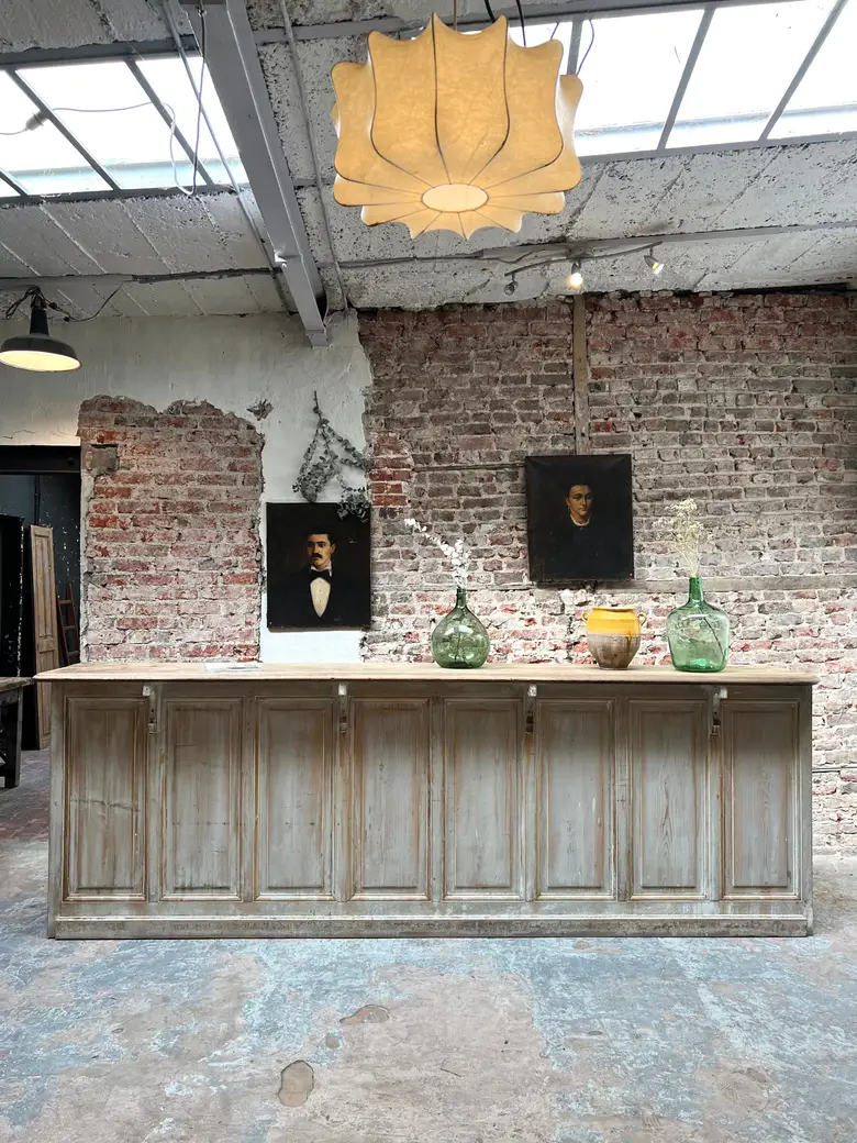 Ancien comptoir de notaire en bois Début XXème