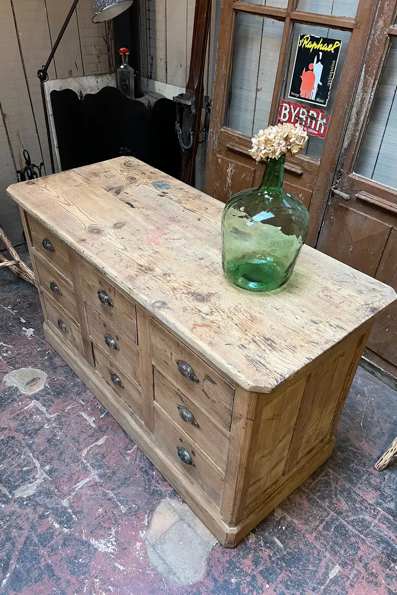 Ancien comptoir d’épicerie en bois Début XXème