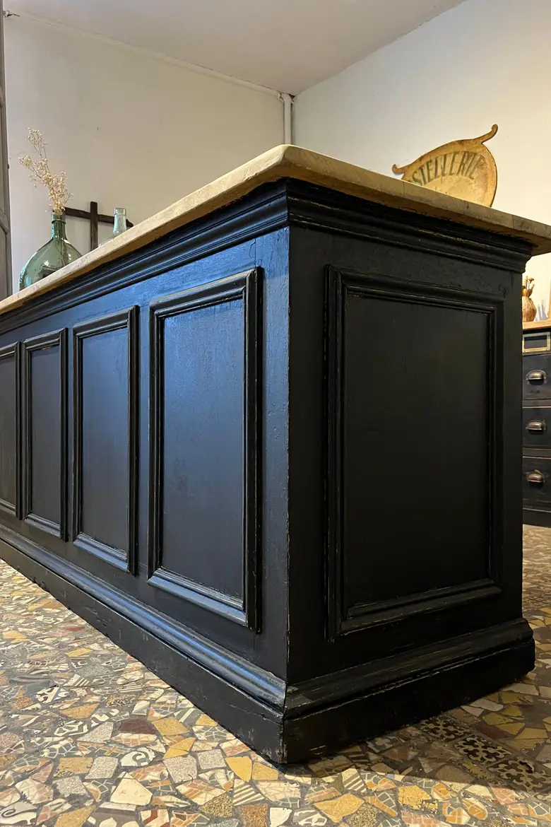 Ancien comptoir d’épicerie en bois Début XXème