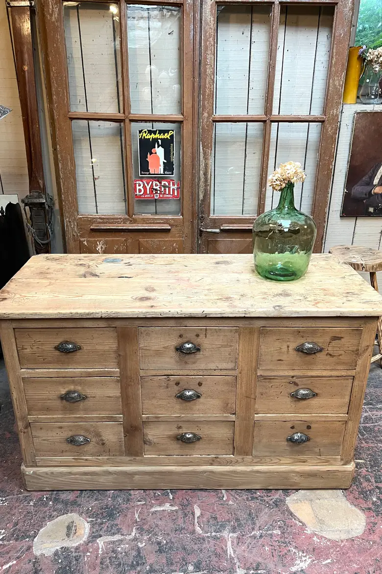Ancien comptoir d’épicerie en bois Début XXème