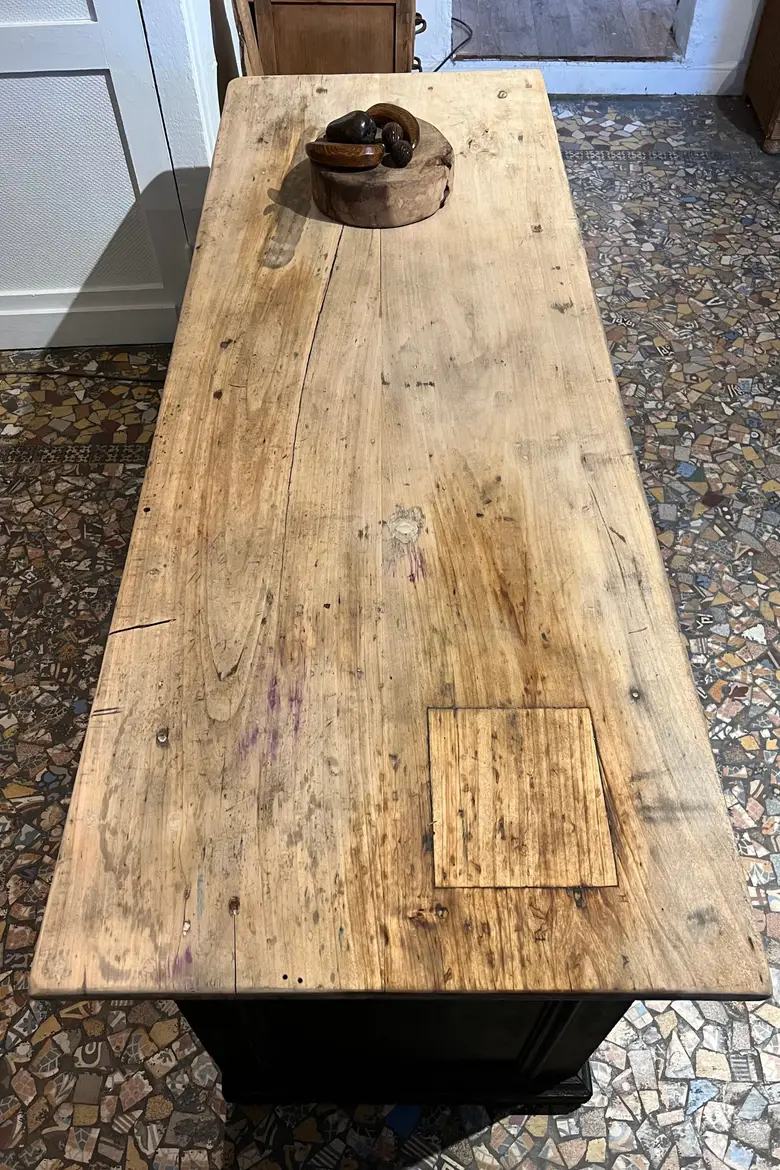 Ancien comptoir d’épicerie en bois Début XXème