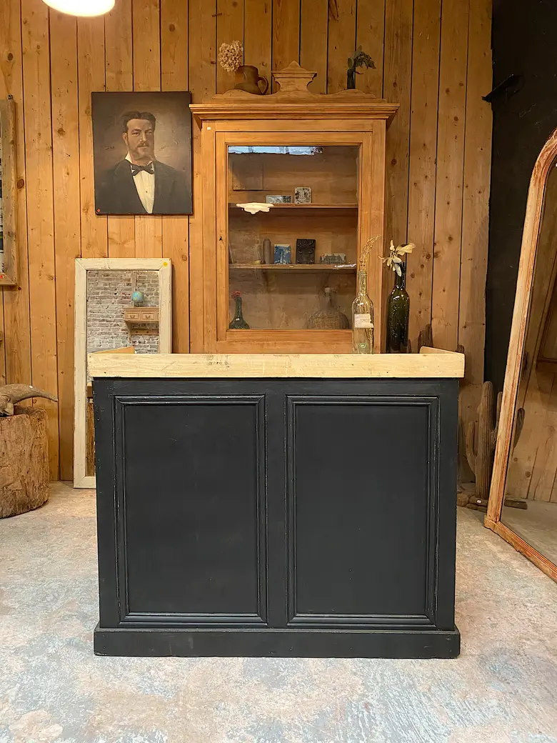 Ancien comptoir d’horloger en bois Début XXème