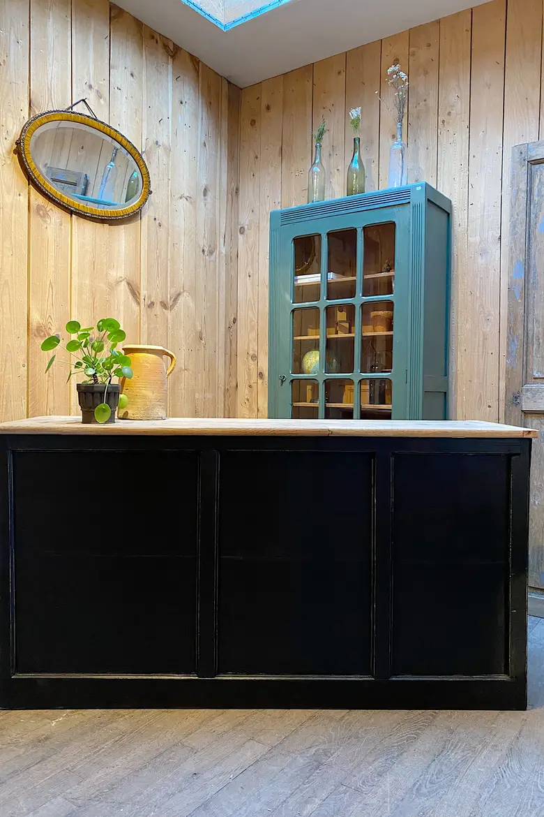 Ancien comptoir en bois Début XXème