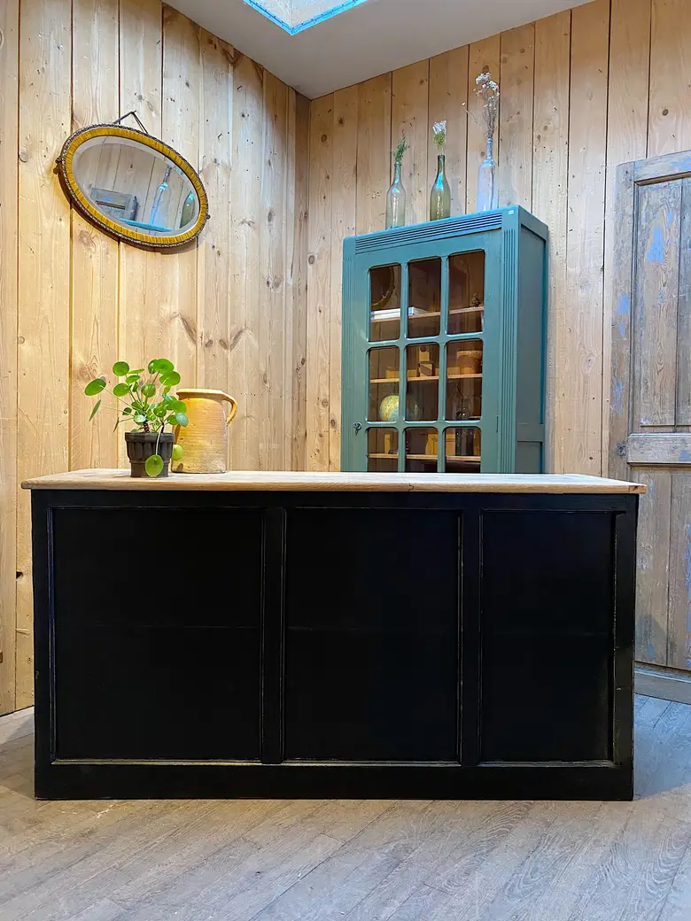 Ancien comptoir en bois Début XXème