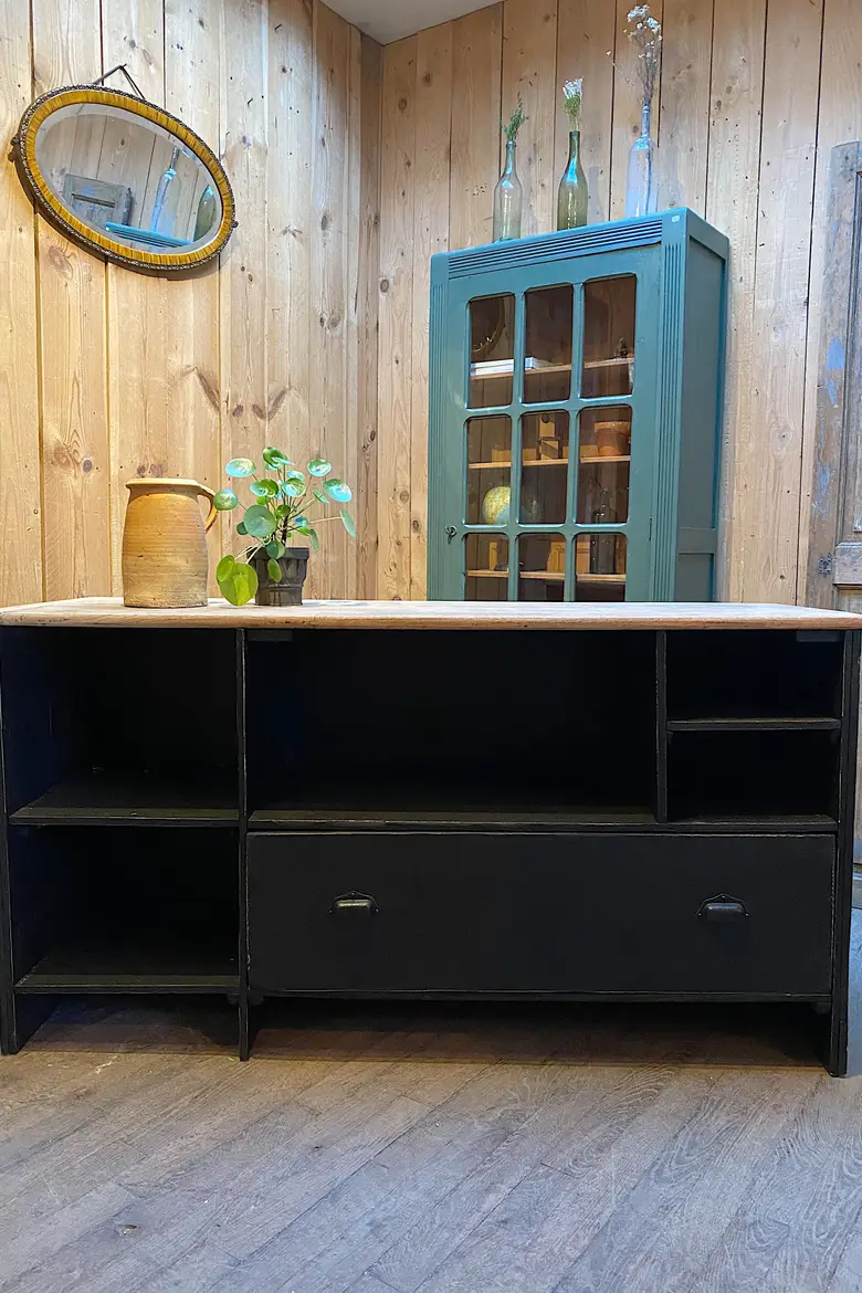 Ancien comptoir en bois Début XXème