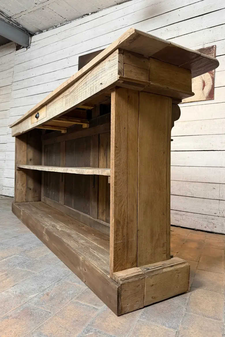 Ancien comptoir en chêne – début XXe
