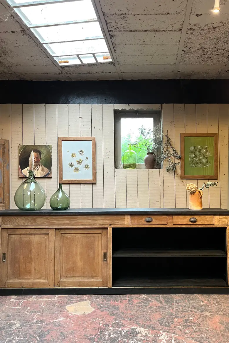 Ancien comptoir en chêne Début XXème