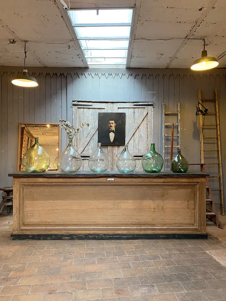 Ancien comptoir en chêne Début XXème