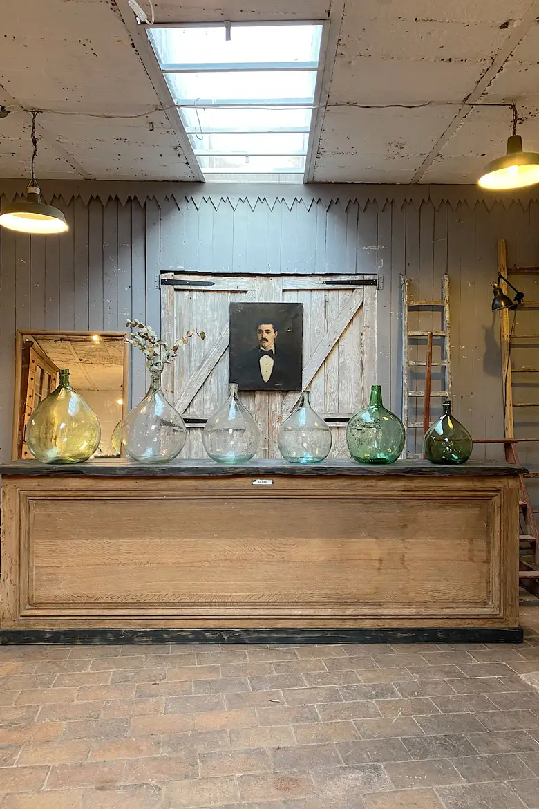 Ancien comptoir en chêne Début XXème