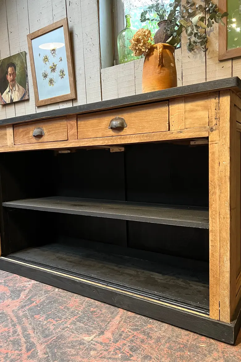 Ancien comptoir en chêne Début XXème