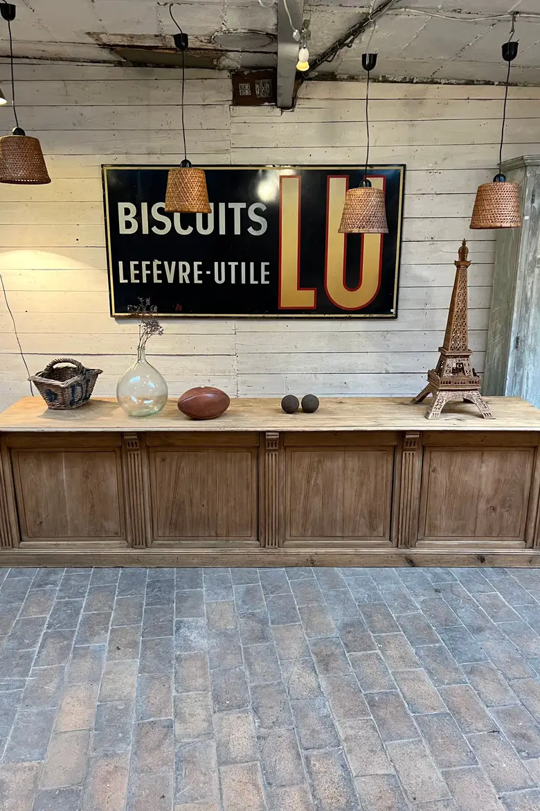 Ancien comptoir en chêne Début XXème