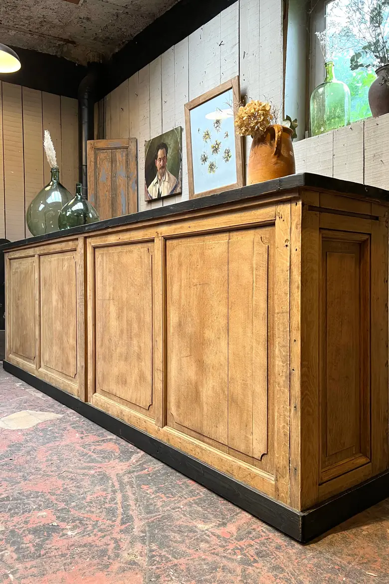 Ancien comptoir en chêne Début XXème
