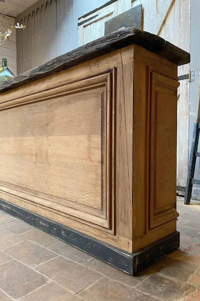 Ancien comptoir en chêne Début XXème