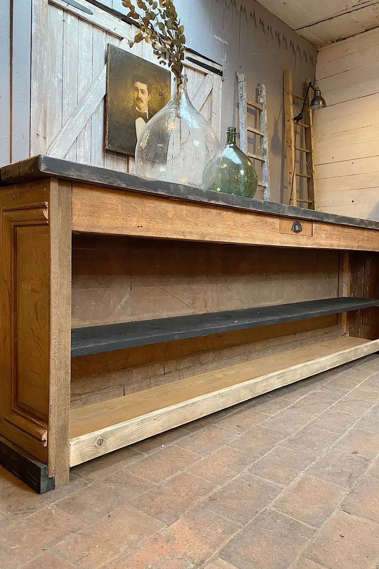 Ancien comptoir en chêne Début XXème
