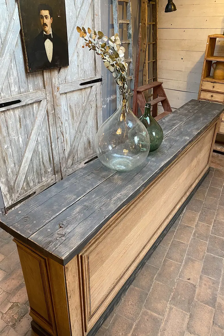 Ancien comptoir en chêne Début XXème