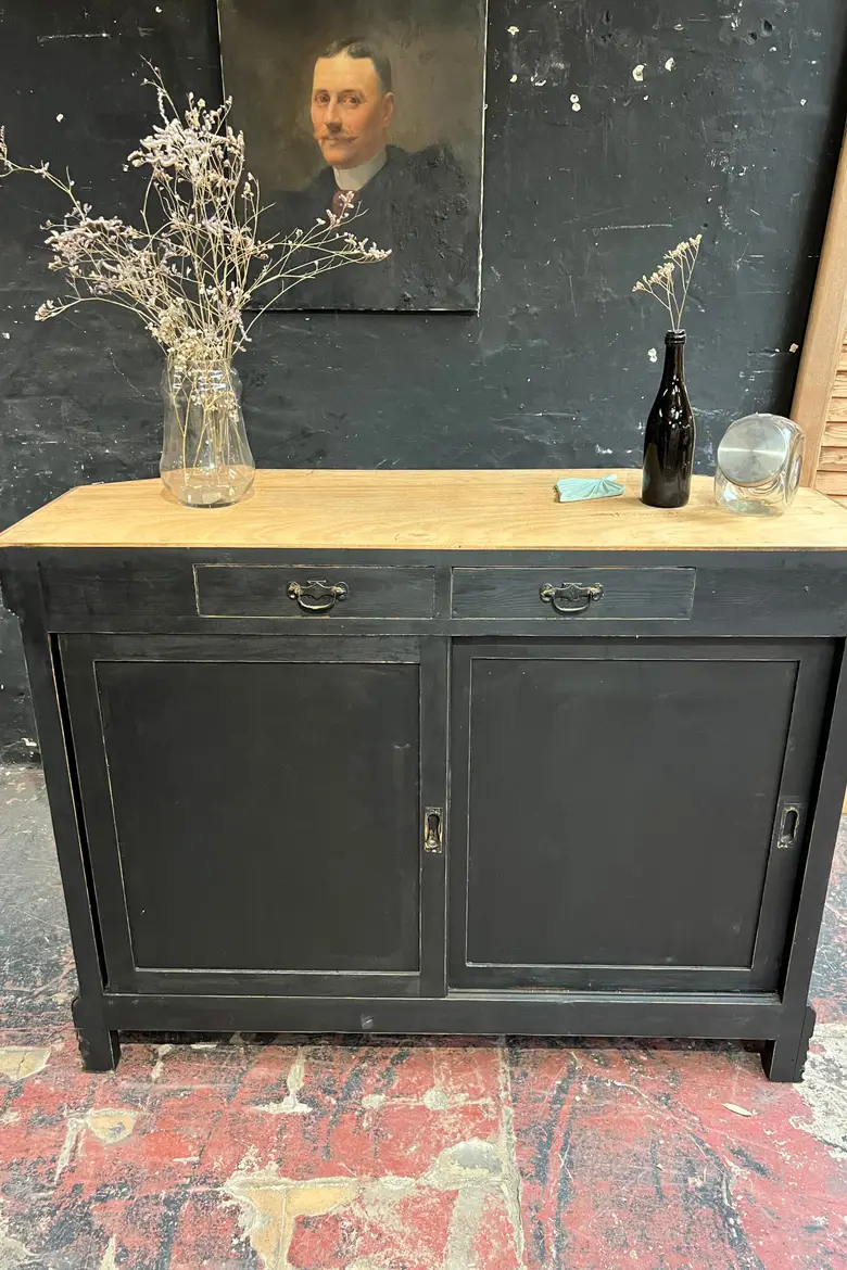 Ancien comptoir en hêtre Début XXème