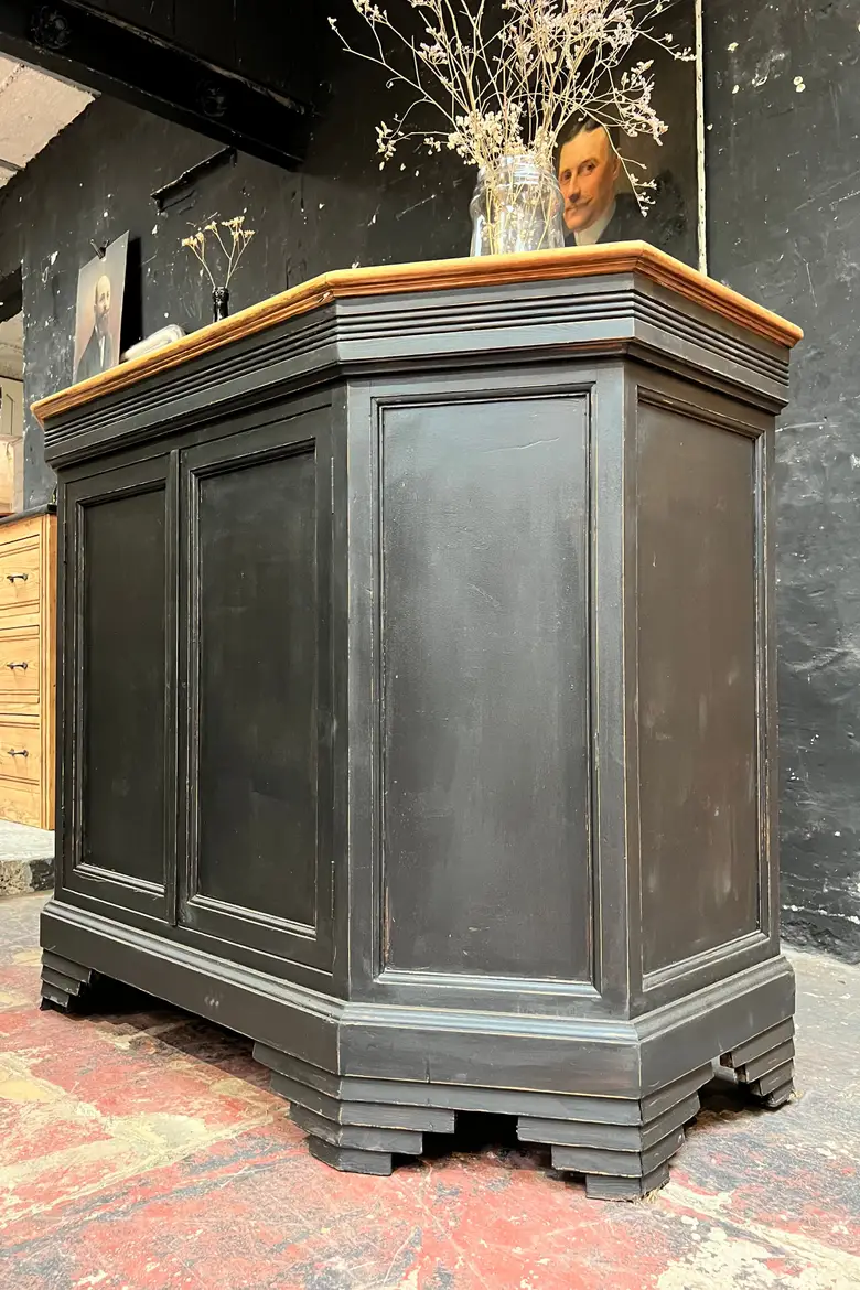 Ancien comptoir en hêtre Début XXème