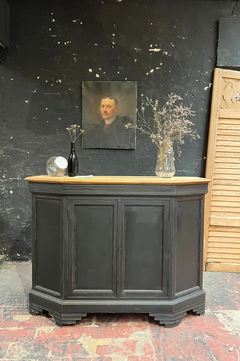 Ancien comptoir en hêtre Début XXème