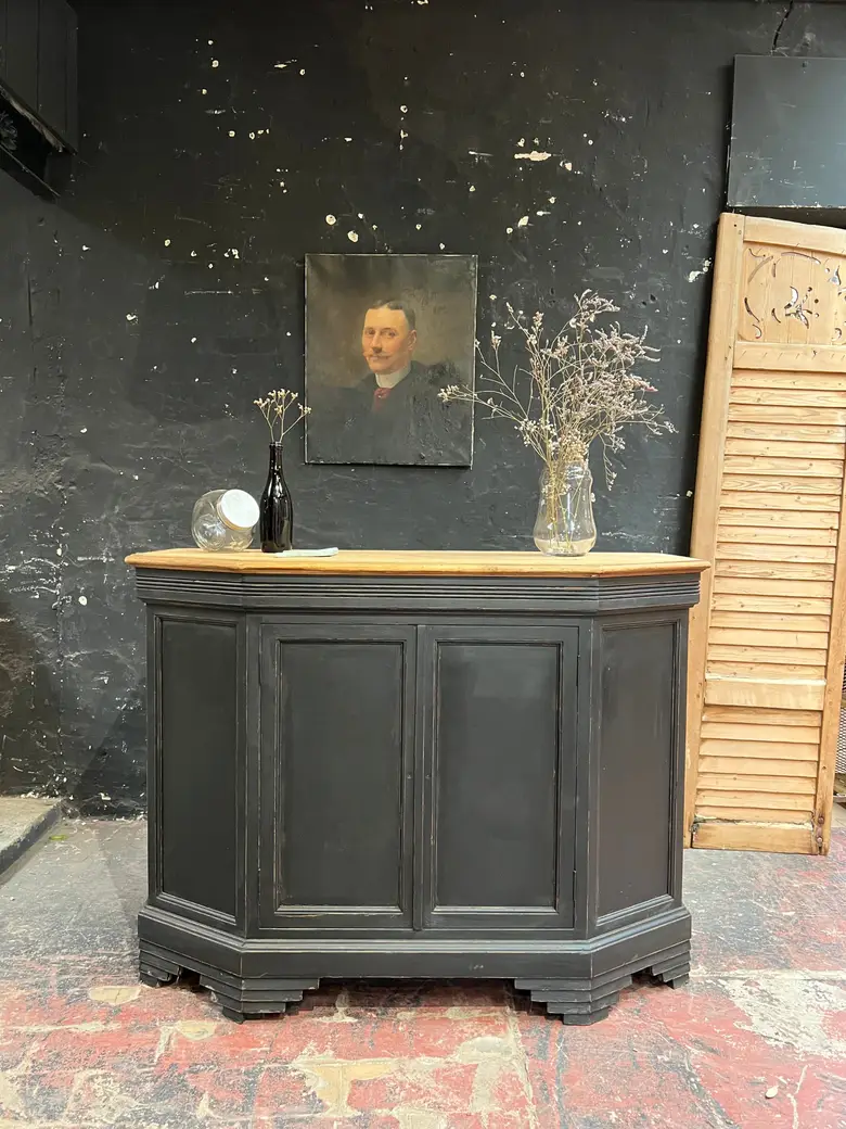 Ancien comptoir en hêtre Début XXème