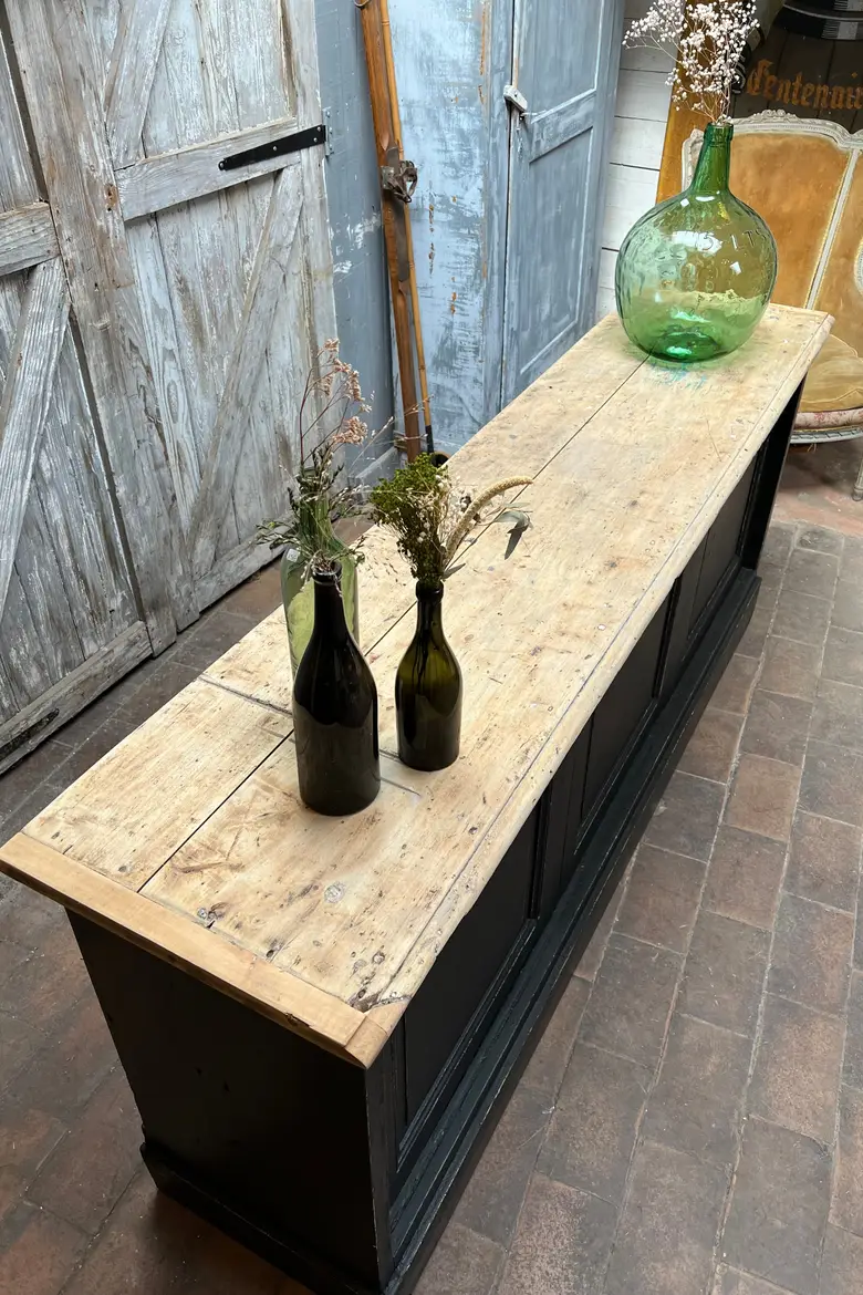 Ancien comptoir en hêtre Début XXème