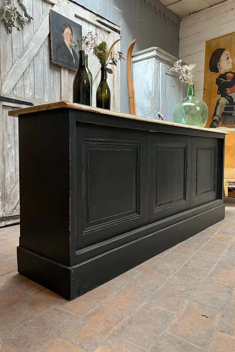 Ancien comptoir en hêtre Début XXème