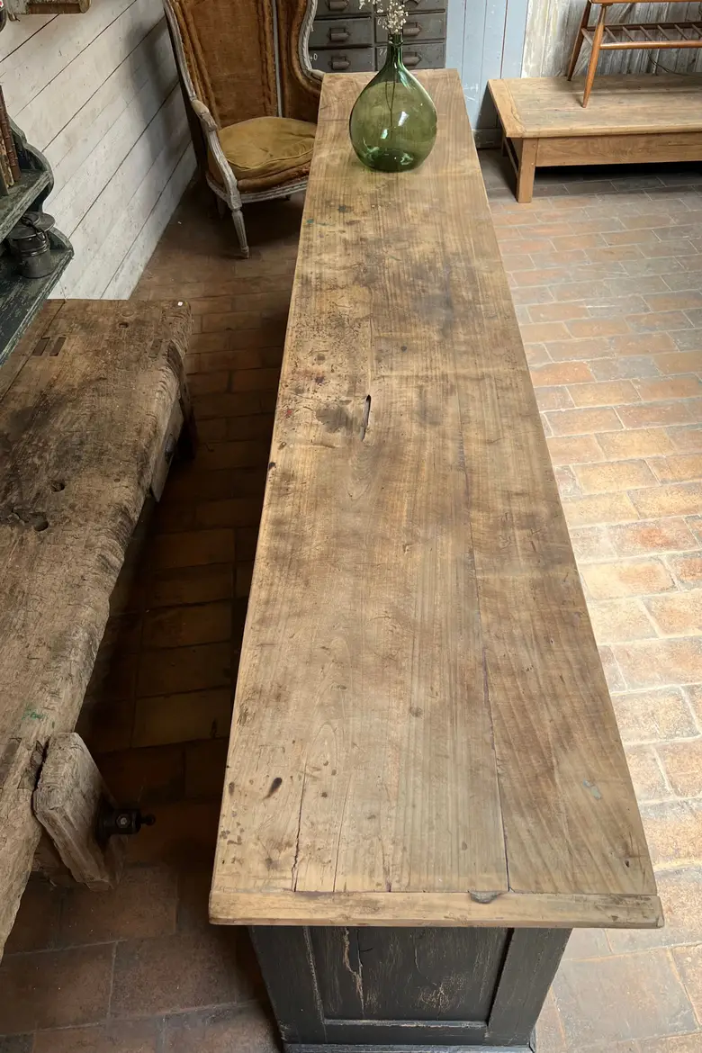 Ancien comptoir en sapin à tiroirs Début XXème
