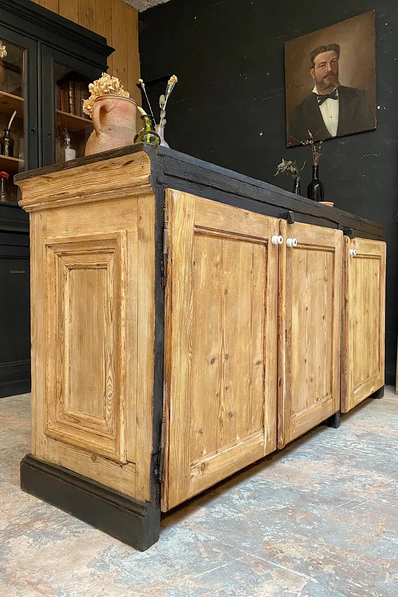 Ancien comptoir en sapin Début XXème
