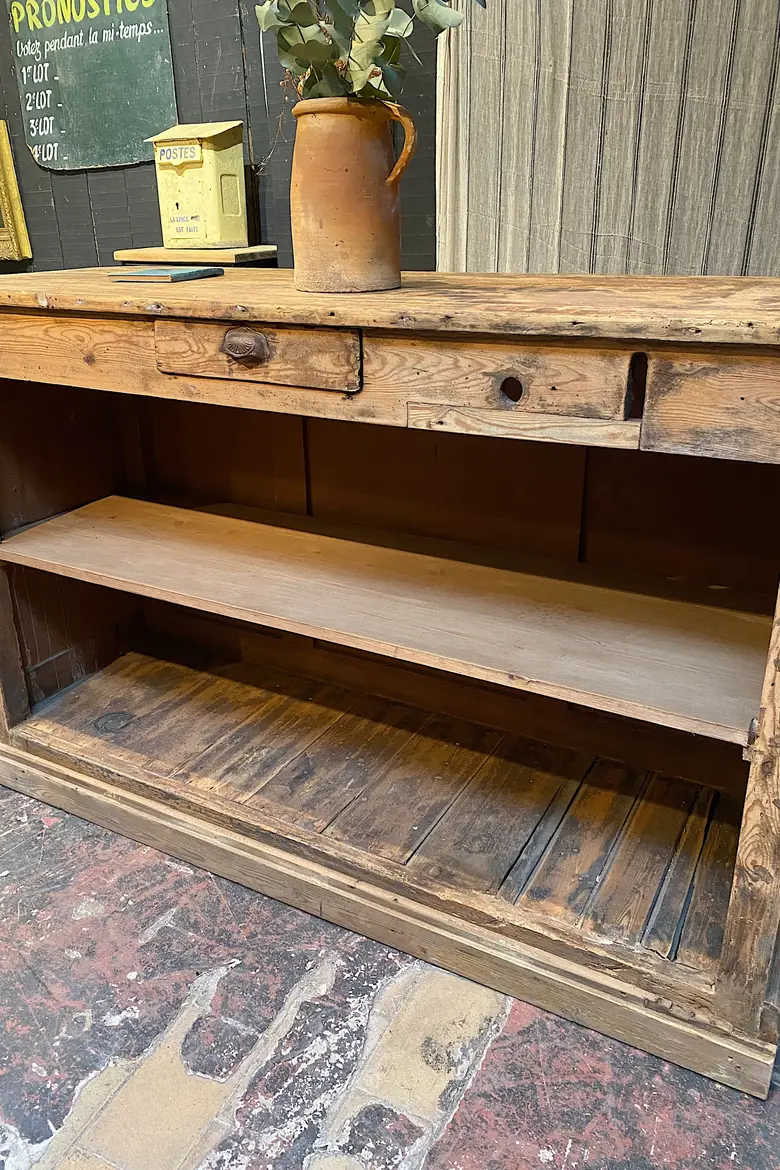 Ancien comptoir en sapin Début XXème