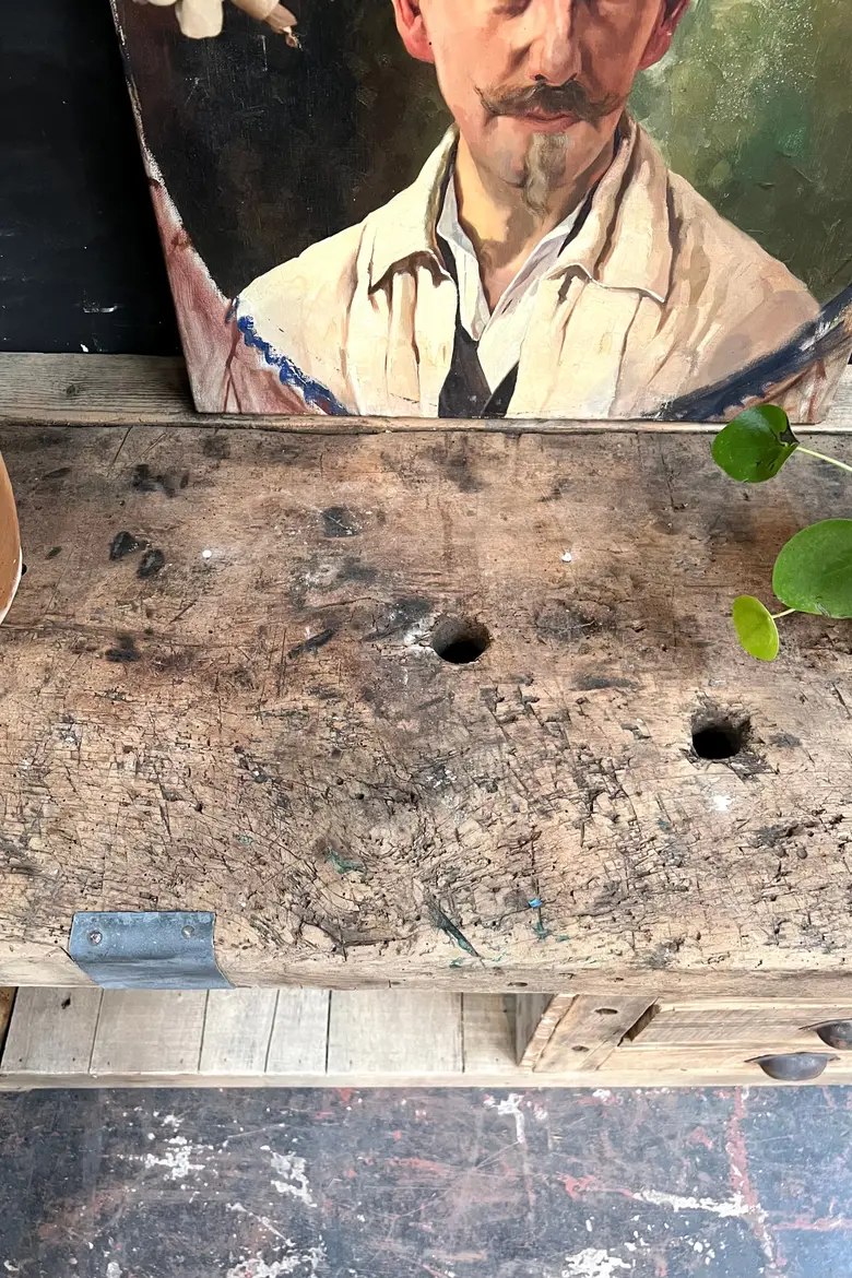 Ancien établi à tiroirs en bois Début XXème