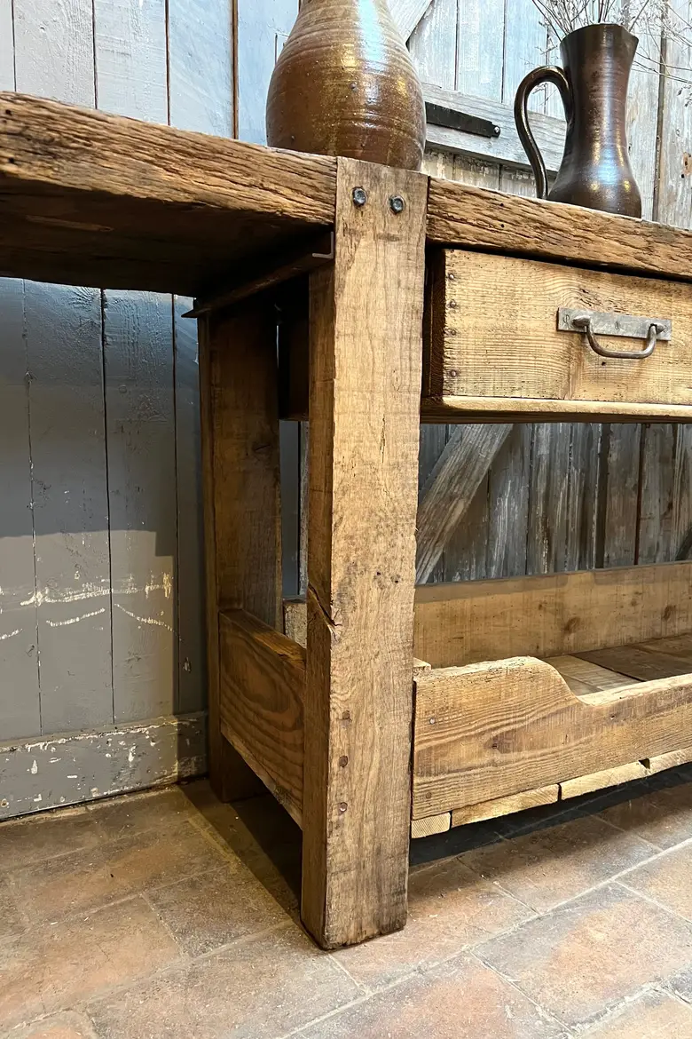 Ancien établi à tiroirs en bois Début XXème