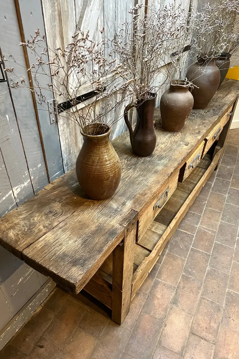 Ancien établi à tiroirs en bois Début XXème