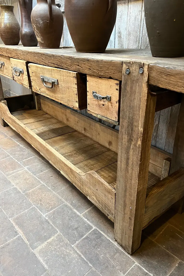 Ancien établi à tiroirs en bois Début XXème