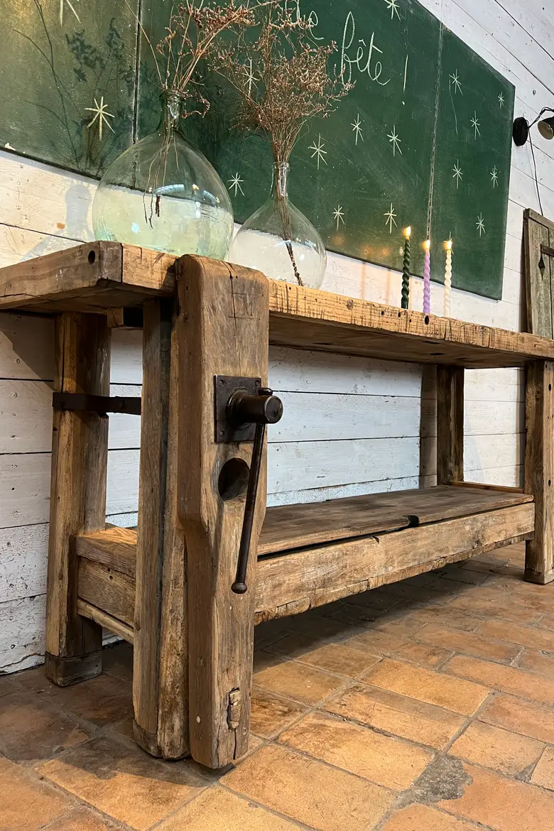 Ancien établi avec coffre Début XXème
