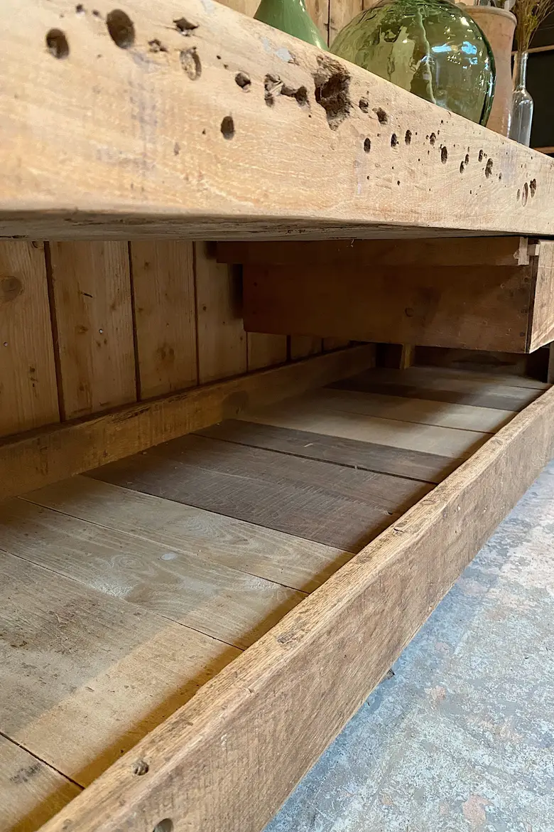 Ancien établi bas en bois Début XXème
